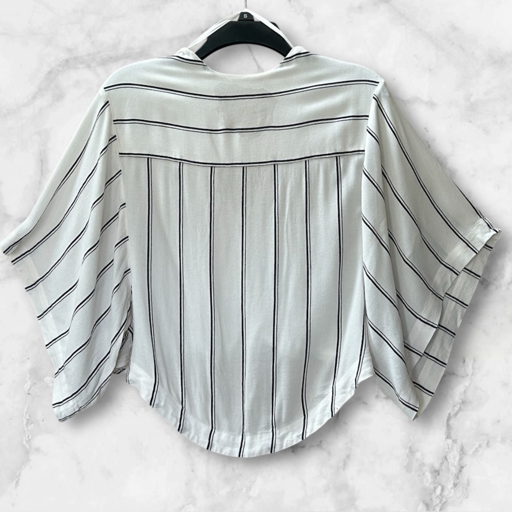 Free People Sleepy Time Striped Kimono Style Top Deep V Relaxed Fit Boho Size S - Picture 4 of 11